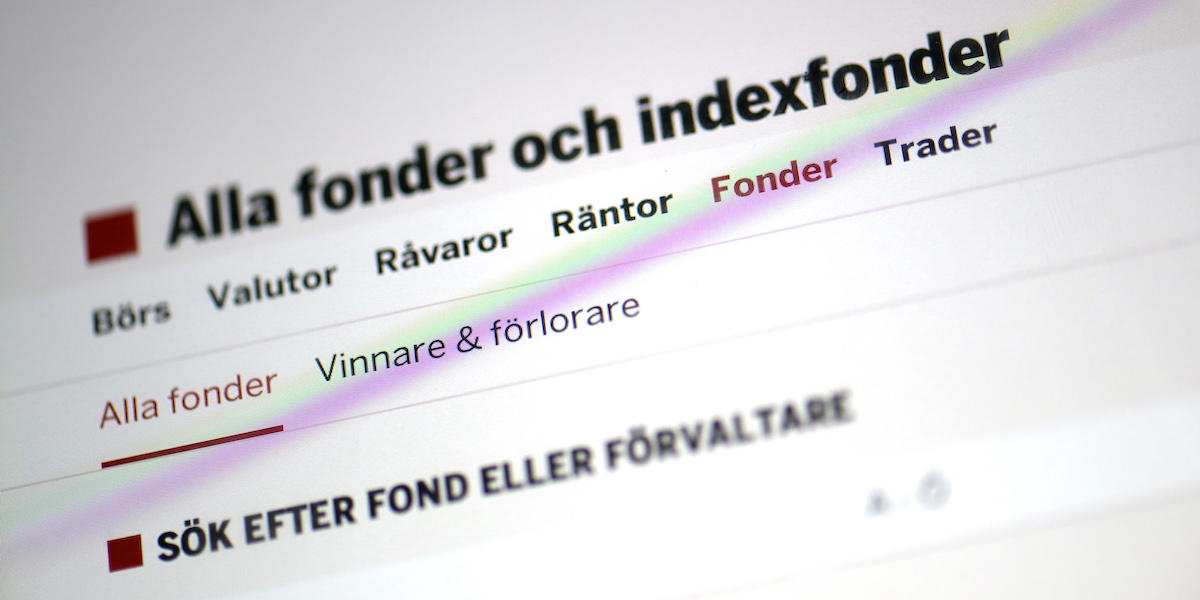 Bild på internetsida där du kan söka fonder. En ny analys och ranking av informationsgivningen från svenska fondbolag underkänner de flesta