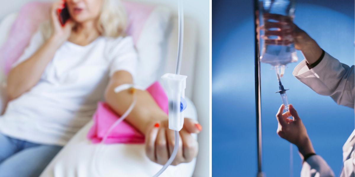 En kvinna får dropp och sjukvårdspersonal förbereder ett dropp. Två nya läkemedel som kan bromsa Alzheimers sjukdom ges via dropp på sjukhus och är godkända i Europa, men det kan ändå dröja länge innan svenska patienter får tillgång till dem inom det offentliga sjukvårdssystemet.