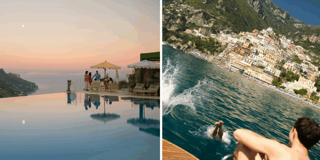 Högt ovanför Amalfikusten ligger hotell Caruso. Här väntar möjlighet till båtturer längs kusten, bad och kvällar med aperitivo bland fresker och havsutsikt. ((Foto: Belmond Venice Simplon-Orient-Express)