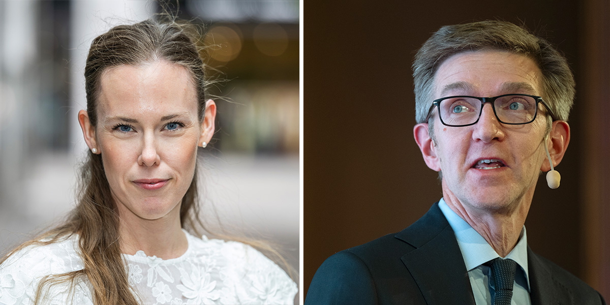 Susanne Spector, chefsekonom på Danske Bank i Sverige och Martin Flodén, professor i nationalekonomi vid Stockholms universitet som satt i Riksbankens direktion mellan år 2013 och 2024. Här är vad de tror om Sveriges ekonomi framöver.