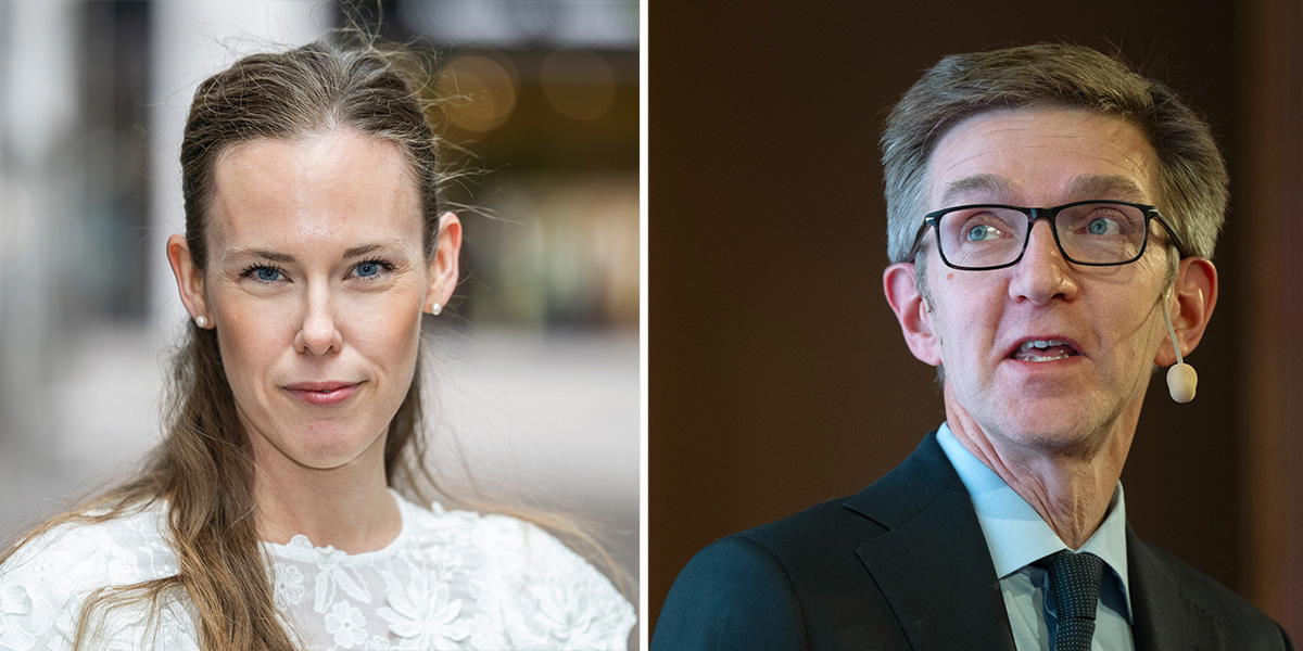 Susanne Spector, chefsekonom på Danske Bank i Sverige och Martin Flodén, professor i nationalekonomi vid Stockholms universitet som satt i Riksbankens direktion mellan år 2013 och 2024. Här är vad de tror om Sveriges ekonomi framöver.