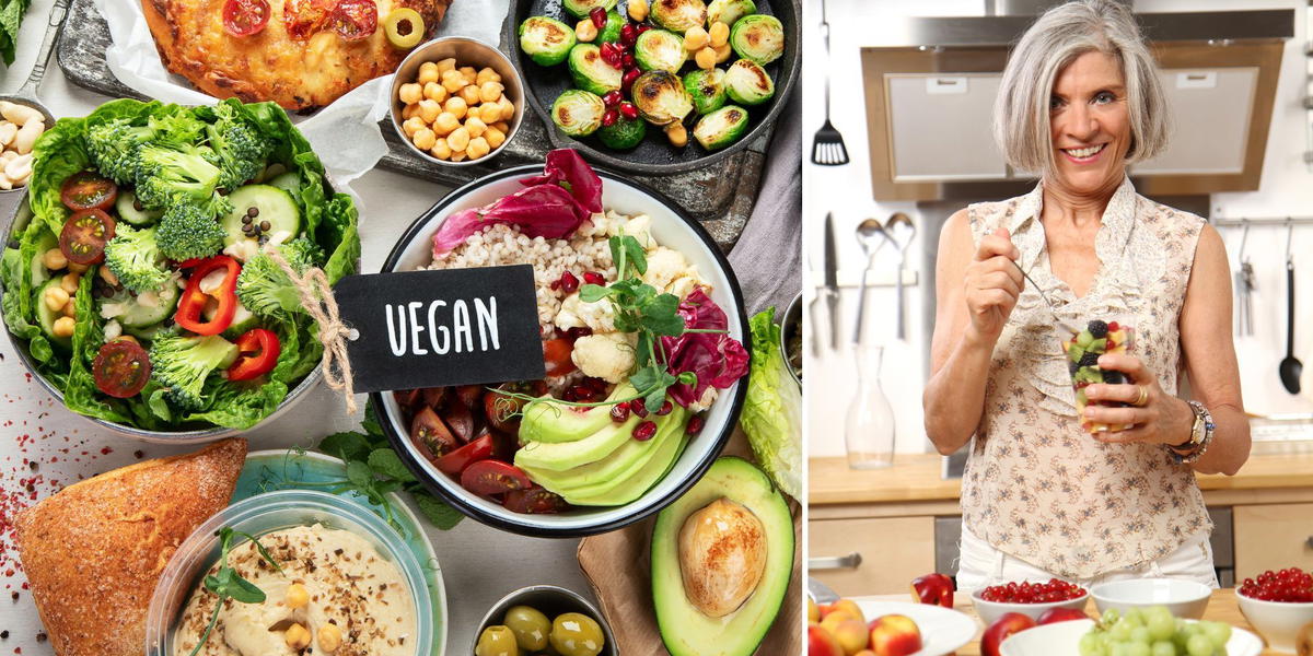 Vegans kost och en kvinna äter frukt. En planetär hälsokost som mestadel består av frukt och grönsaker skulle kunna rädda både vår och jordens hälsa, det menar forskare.