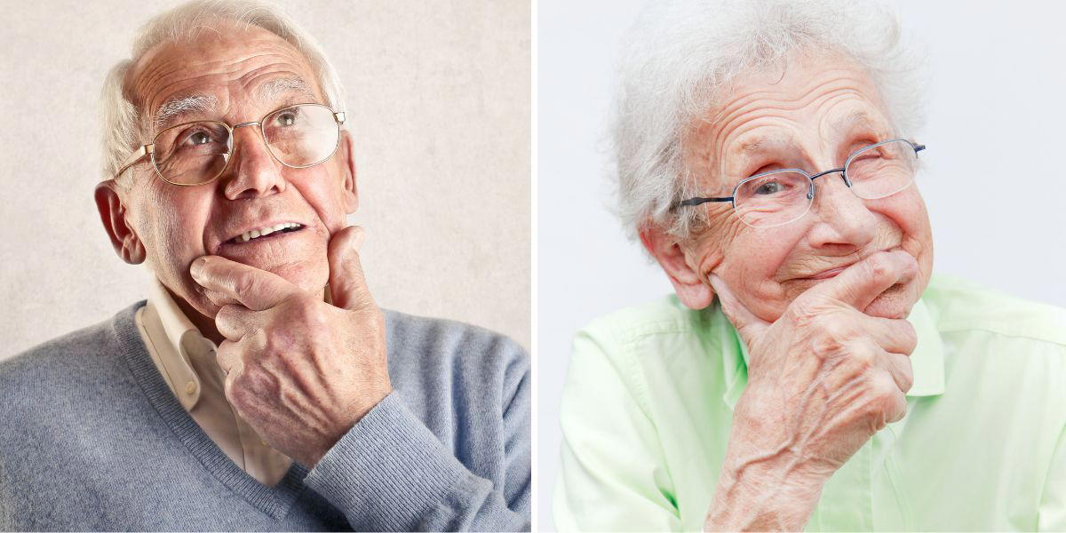 En äldra man och en äldre kvinna funderar. Din kognitiva topp kommer senare än du kanske trott, det visar ny forskning.