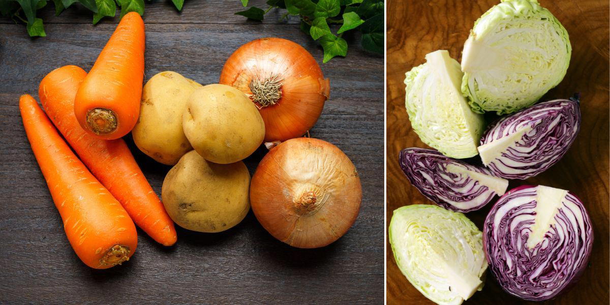 Några av de grönsaker som är i säsong nu i oktober.