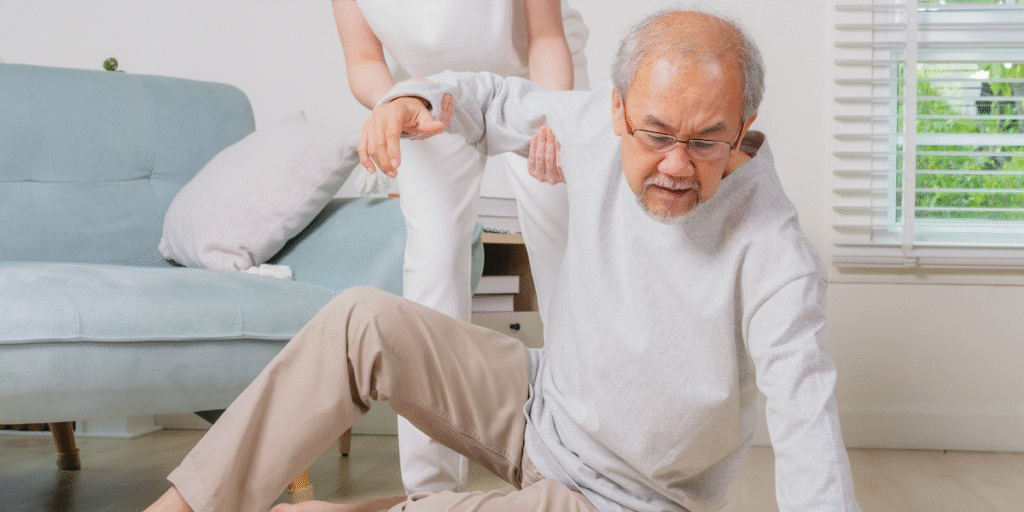 Äldre person som ramlat 