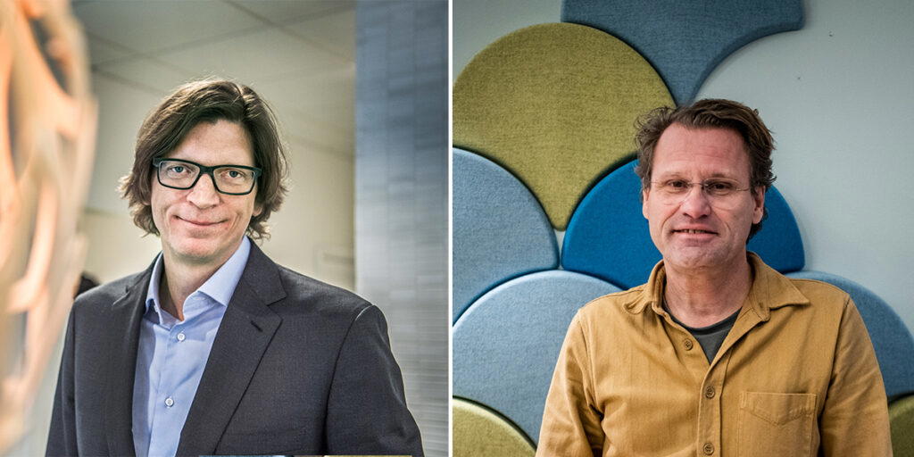 Två av riskkapitaltopparna och investerarna som varnar för att sammanslagningen av AP-fonder kan ge lägre pensioner, till vänster, Niklas Zennström som har grundat och är vd för riskkapitalbolaget Atomico. Han har även grundat Kazaa och Skype. Till höger, Pär-Jörgen Pärson, techinvesterare och partner på Northzone.