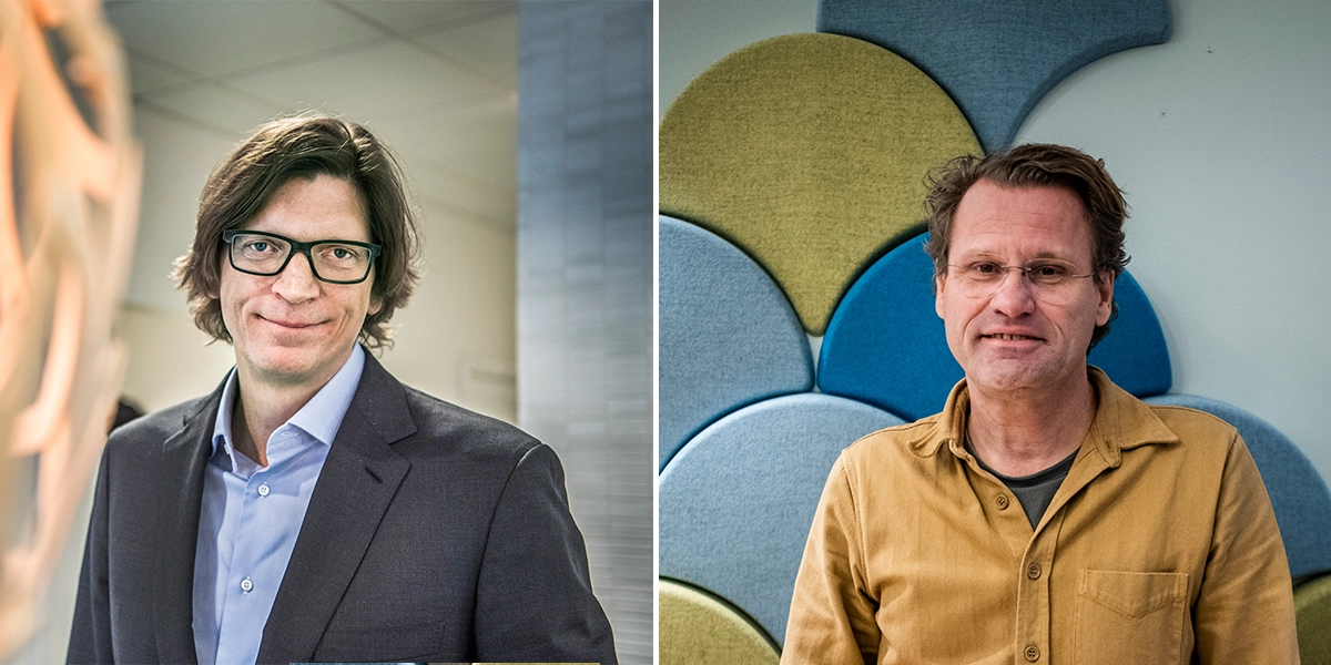 Två av riskkapitaltopparna och investerarna som varnar för att sammanslagningen av AP-fonder kan ge lägre pensioner, till vänster, Niklas Zennström som har grundat och är vd för riskkapitalbolaget Atomico. Han har även grundat Kazaa och Skype. Till höger, Pär-Jörgen Pärson, techinvesterare och partner på Northzone.