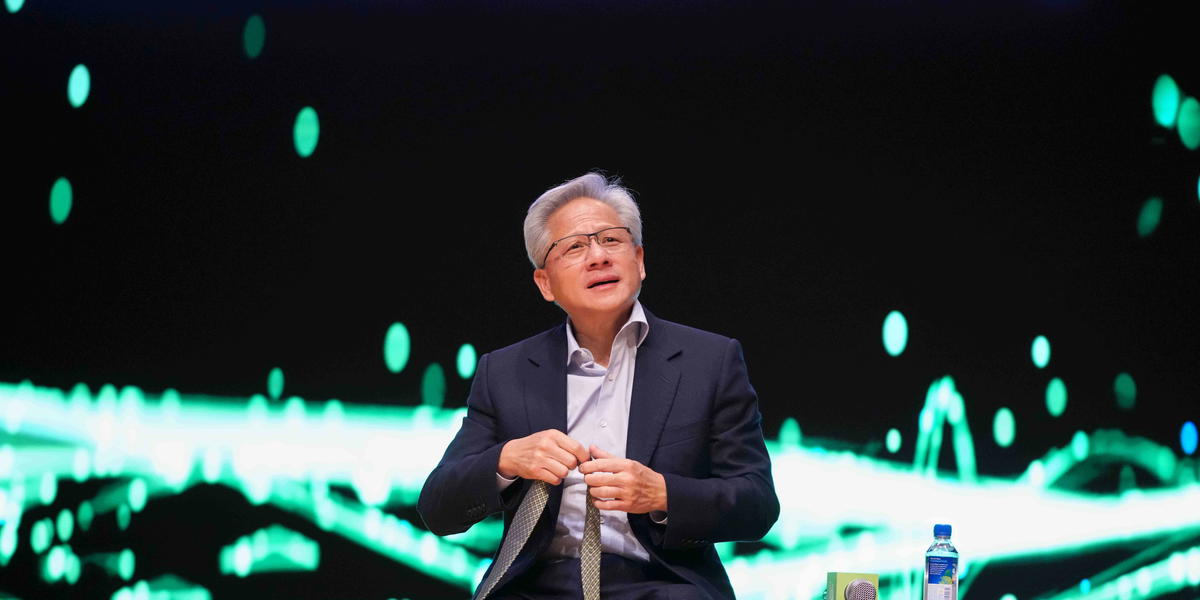 Nvidias vd Jensen Huang i samband med ett framträdande i Sydkorea förra månaden.