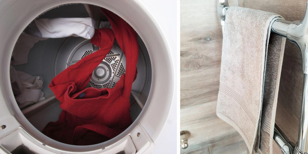 En torktumlare och en handdukstork. Här är ett par riktiga eltjuvar som många har i sina hem.