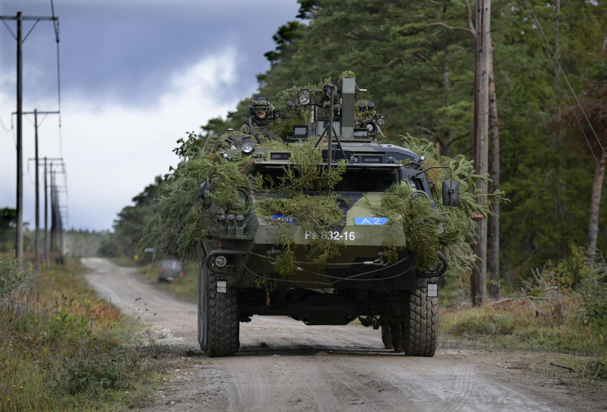 Ett pansarterrängfordon från Patria. Arkivbild