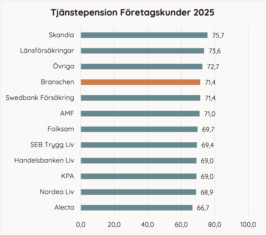 Kundnmöjdhet tjänstepension företagskunder 2025