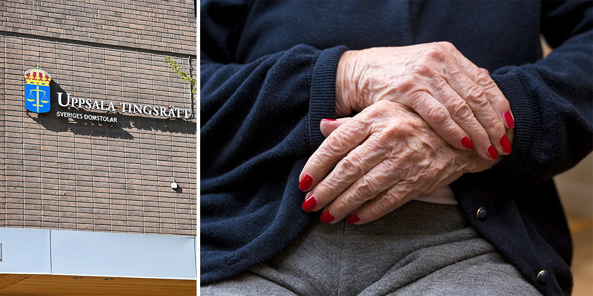 Uppsala tingsrätt och en kvinnas händer, utan ringar. En rättegång mot fem personer som är misstänkta för att ha försökt lura av 31 kvinnor deras värdesaker och lyckats lura 21 av kvinnorna, som bland annat blivit av med sina vigselringar och andra guldsmycken