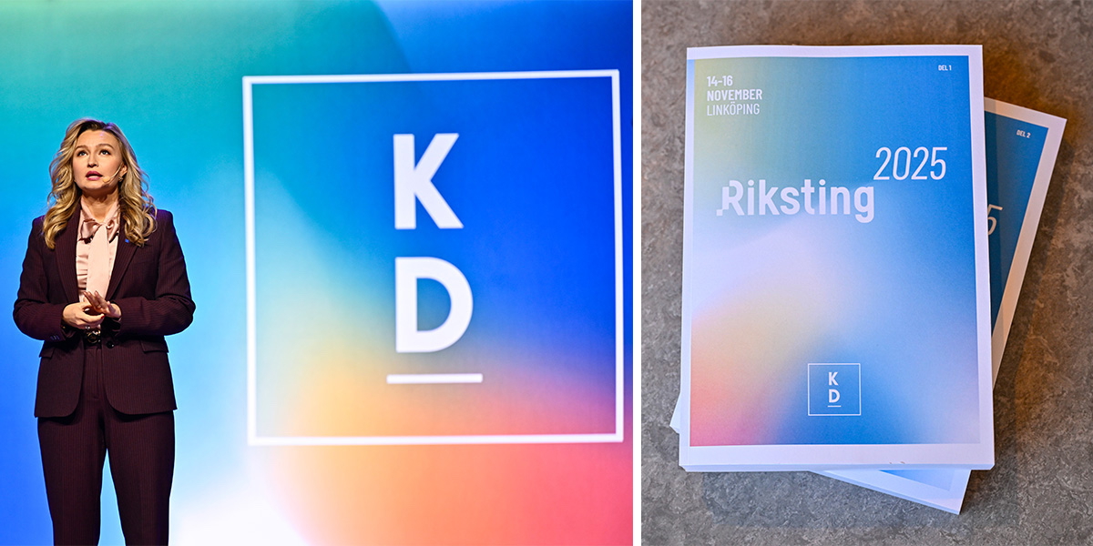 Partiledaren Ebba Busch håller tal på Kristdemokraternas Riksting som hölls den 14–16 november 2025 där partiet bland annat beslutade att de vill att frågan om att ta bort beskattningen av inkomst från prostitution ska utredas