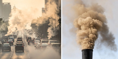 Luftföroreningar från bilar och en fabriksskorsten. En ny rapport från FN:s miljöprogram UNEP visar att världen står inför flera sammankopplade kriser som är på väg att nå en oåterkallelig brytpunkt och att en radikal kursförändring med fossilfri energi och cirkulära lösningar krävs.