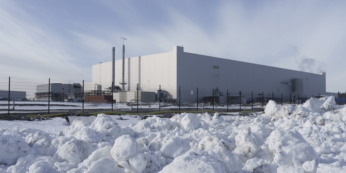 Northvolts batterifabrik i Skellefteå som den såg ut förra vintern.