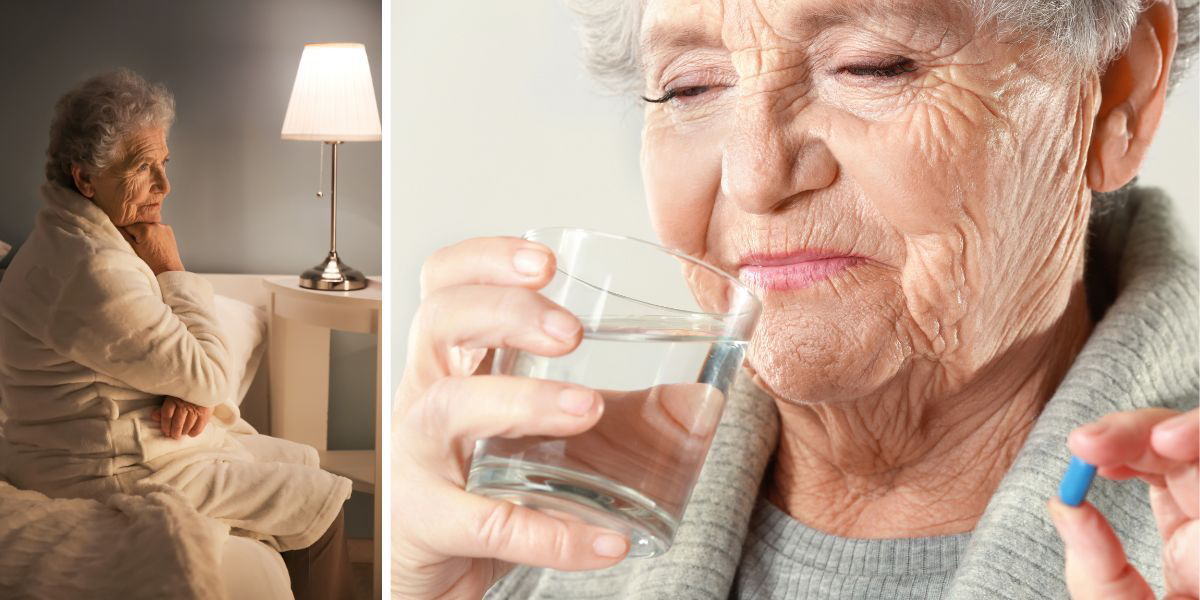 En kvinna sitter i sängen och en kvinna tar ett piller. Ett piller för ökad libido har nu godkänts i USA för kvinnor som genomgått klimakteriet.