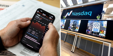 En person köper aktier och börsen.