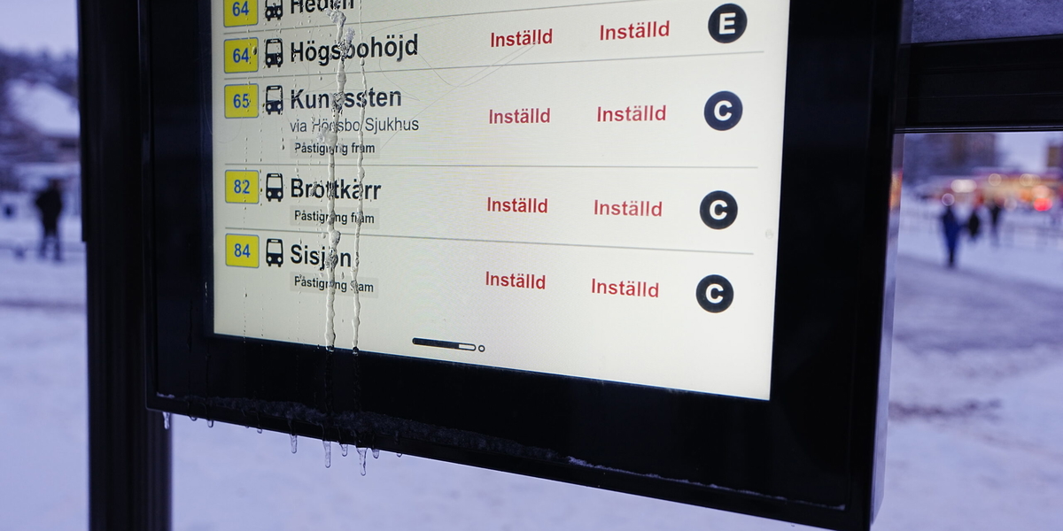 I Västra Götaland har cirka 30 000 ansökningar om förseningsersättning kommit in till kollektivtrafikbolaget. Bild från Marklandsplatsen i Göteborg den 7 januari.