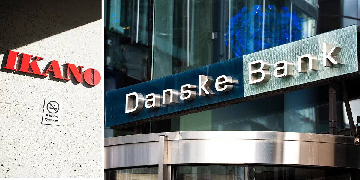 Ikanos logga på en fasad och Danske Banks logga på en fasad. En av dessa banker hade den högsta snitträntan på bolån 2025 och en hade den lägsta, skillnaden motsvarar 4 600 kronor per år för ett lån på två miljoner kronor.