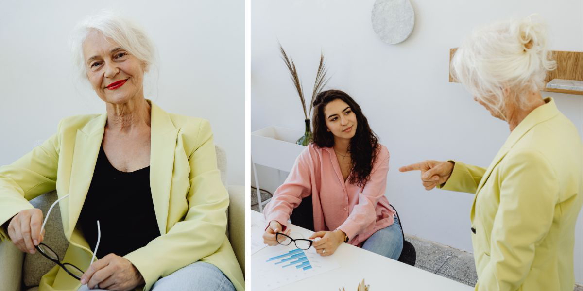 En äldre kvinna är glad och samma kvinna jobbar. Från och med årsskiftet kan även före detta statsanställda pausa uttaget av sin tjänstepension, något som är bra för jobbonärer.