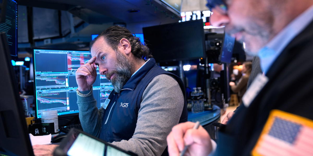 Handlarna på Wall Street i New York hade fallande kurser att hantera på torsdagen. Arkivbild.