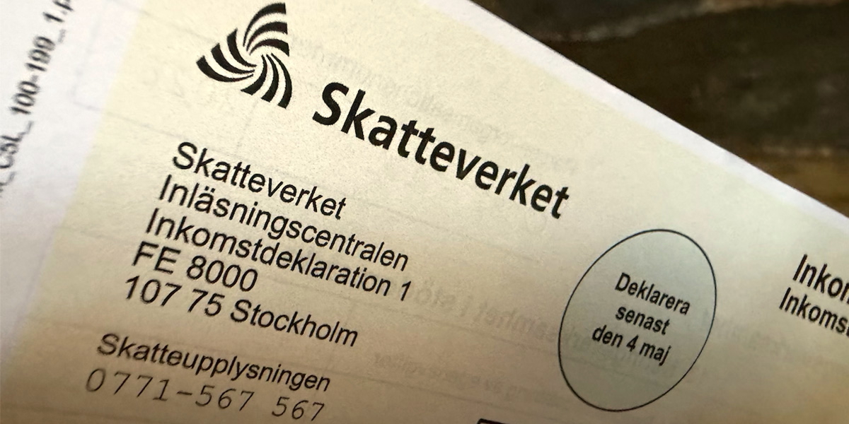 En deklarationsblankett. Om du valt att deklarera på pappersblanketten uppmanar Skatteverket dig att se till att posta den i tid så att den är hos myndigheten senast den 4 maj