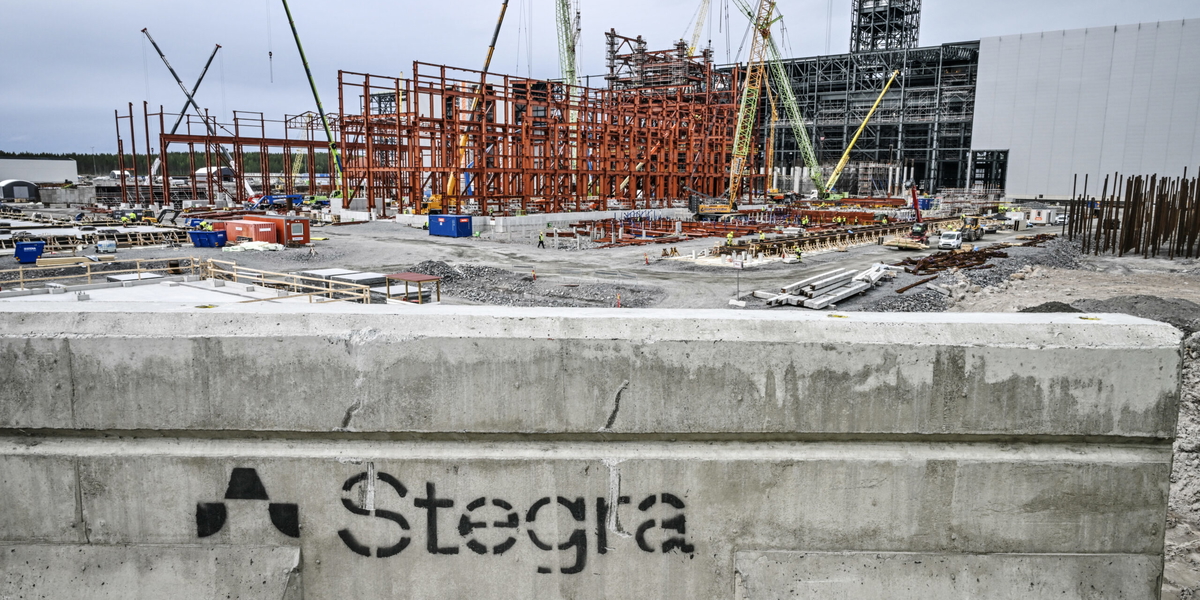 Stegras bygge av anläggningen för grönt stål i Boden. Arkivbild. 