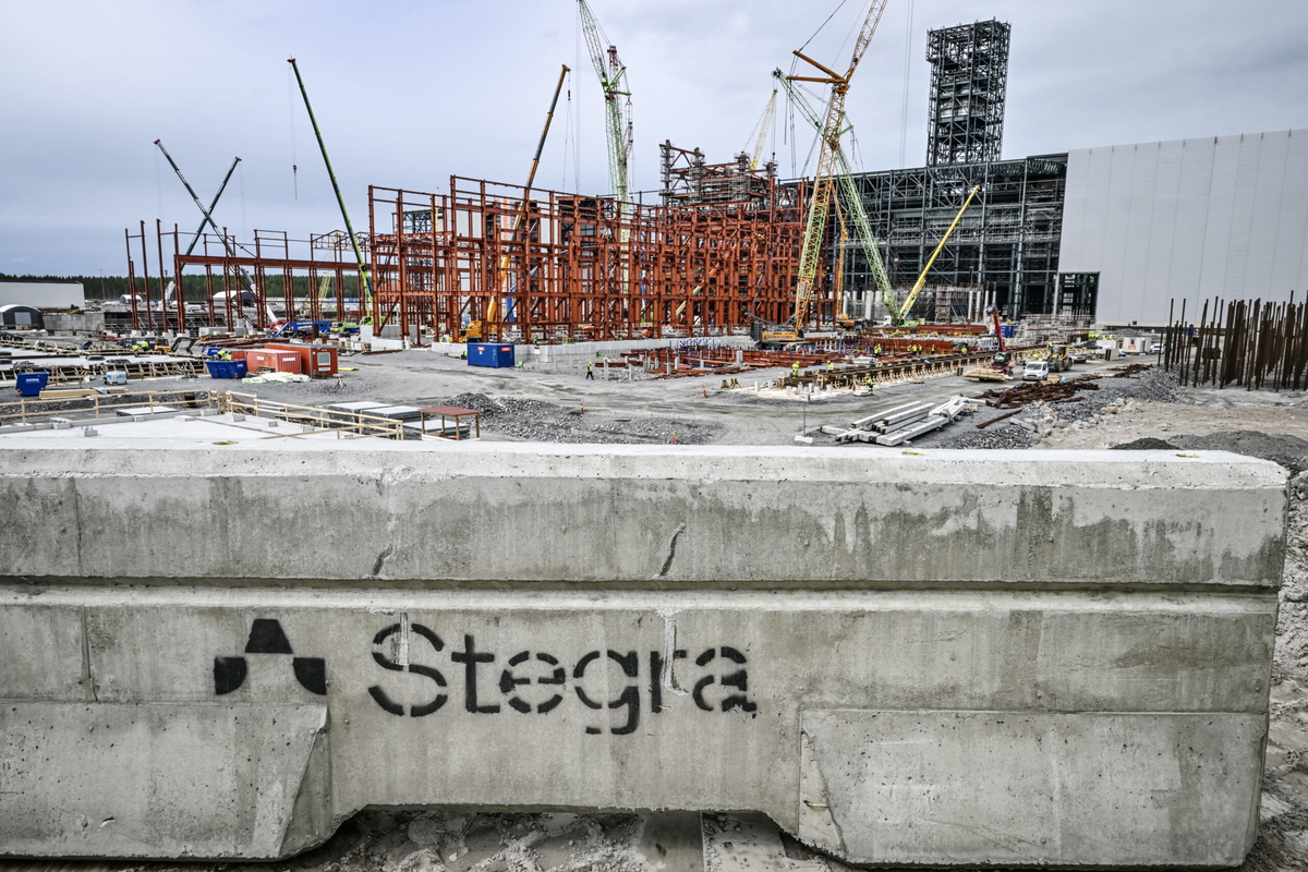 Stegras bygge av anläggningen för grönt stål i Boden. Arkivbild. 