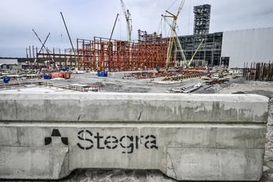 Stegras bygge av anläggningen för grönt stål i Boden. Arkivbild. 