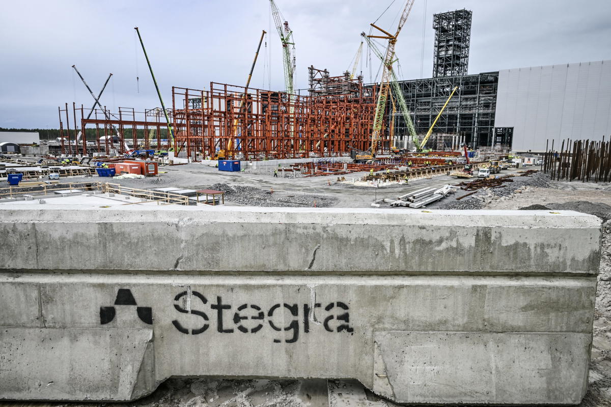 Stegras bygge av anläggningen för grönt stål i Boden. Arkivbild. 