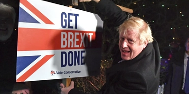 Storbritanniens dåvarande premiärminister Boris Johnson gör sig redo för brexit inför landets utträde ur EU den 31 januari 2020. Arkivbild.
