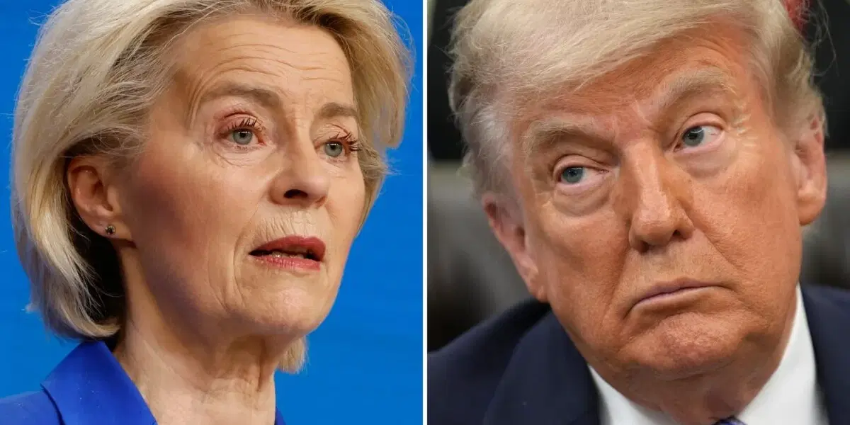 EU-kommissionens ordförande Ursula von der Leyen och USA:s president Donald Trump. Arkivbilder.