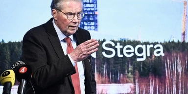 Leif Johansson, ny styrelseordförande för Stegra, under en pressträff i april.