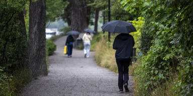 Människor promenerar i regnet. Små förändringar, som att varje dag ta en rask promenad, kan förbättra din hälsa.