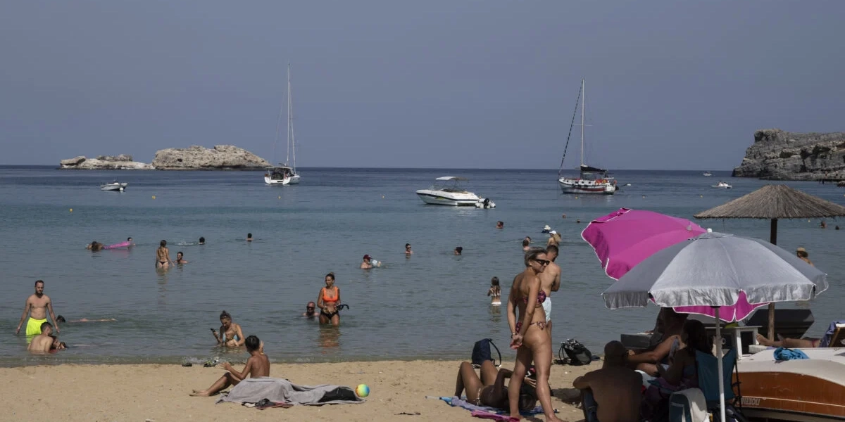 Strandliv på Rhodos, Grekland. Arkivbild.