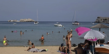 Strandliv på Rhodos, Grekland. Arkivbild.
