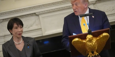 President Donald Trump och Japans premiärminister Sanae Takaichi. Arkivbild