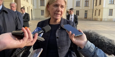 Socialdemokraternas partiledare Magdalena Andersson (S) vid sitt senaste EU-toppmöte som statsminister, i Prag den 7 oktober 2022. Arkivbild.