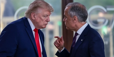 USA:s Donald Trump och Kanadas Mark Carney är inte överens. Arkivbild.