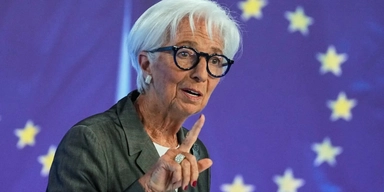 Räntebesked från Europeiska centralbanken (ECB), med den avgående chefen Christine Lagarde. Arkivbild