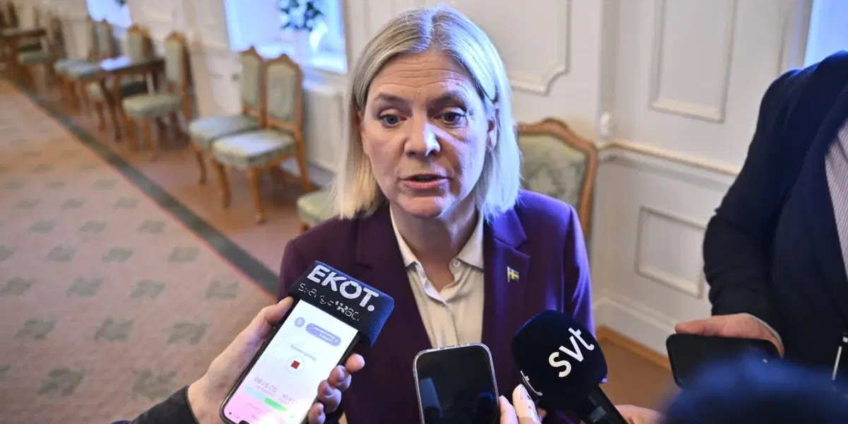 Socialdemokraternas partiledare Magdalena Andersson kommenterar samtalen med de rödgröna.