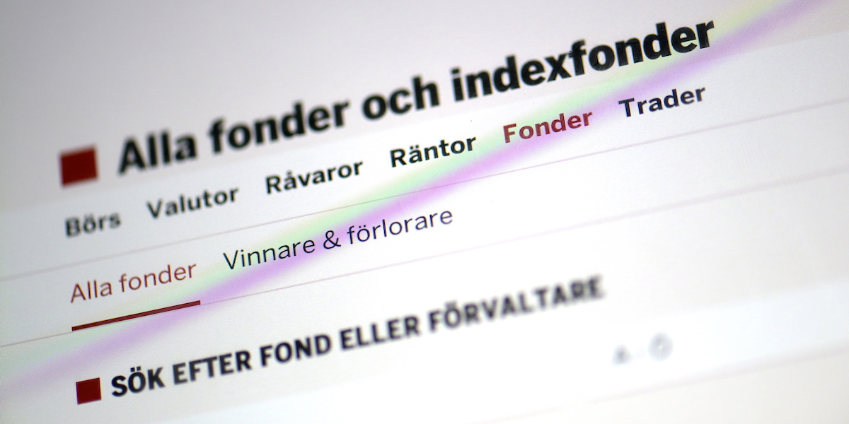 Bild på internetsida där du kan söka fonder. En ny analys och ranking av informationsgivningen från svenska fondbolag underkänner de flesta