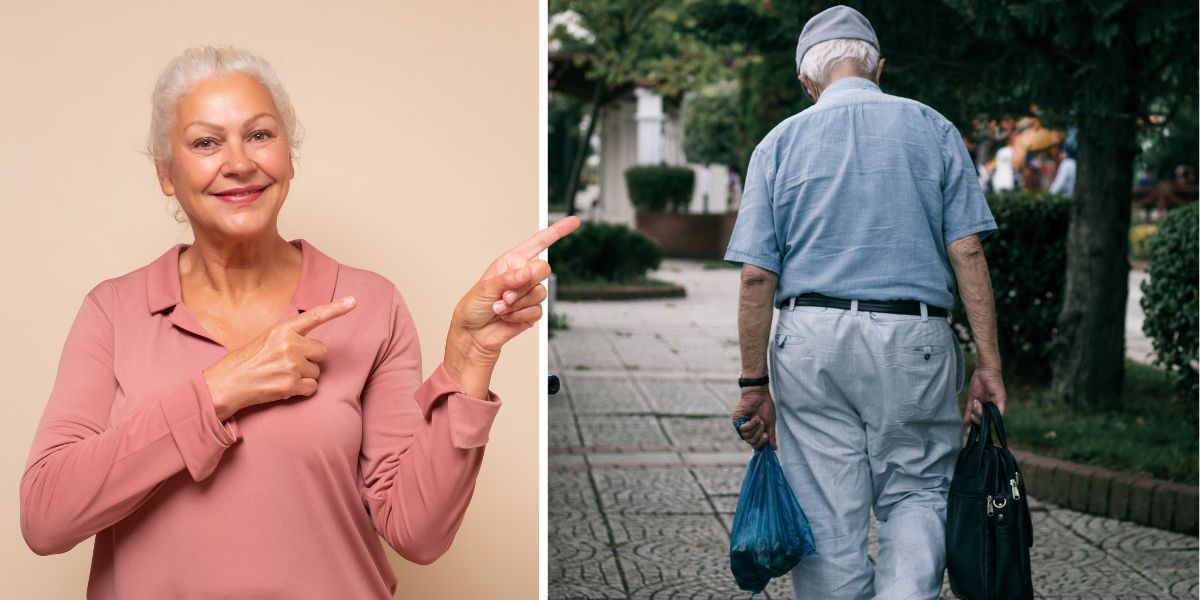 En kvinna pekar på en man som är på väg till jobbet. Först efter att hon själv varit pensionär ett tag förstår hon varför hennes pappa valde att jobba tills han dog i stället för att gå i pension den sista tiden i sitt liv. Personerna på bilden har ingenting med texten att göra.