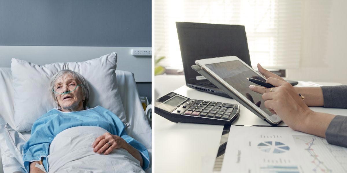 En sjuk kvinna och en kvinna tar hans om någons ekonomi. Att vårda en sjuk anhörigs ekonomi kan vara svårt, här ger en finansiell rådgivare som själv har varit med om just det tips om vad du kan göra för att underlätta om du skulle hamna i samma situation.